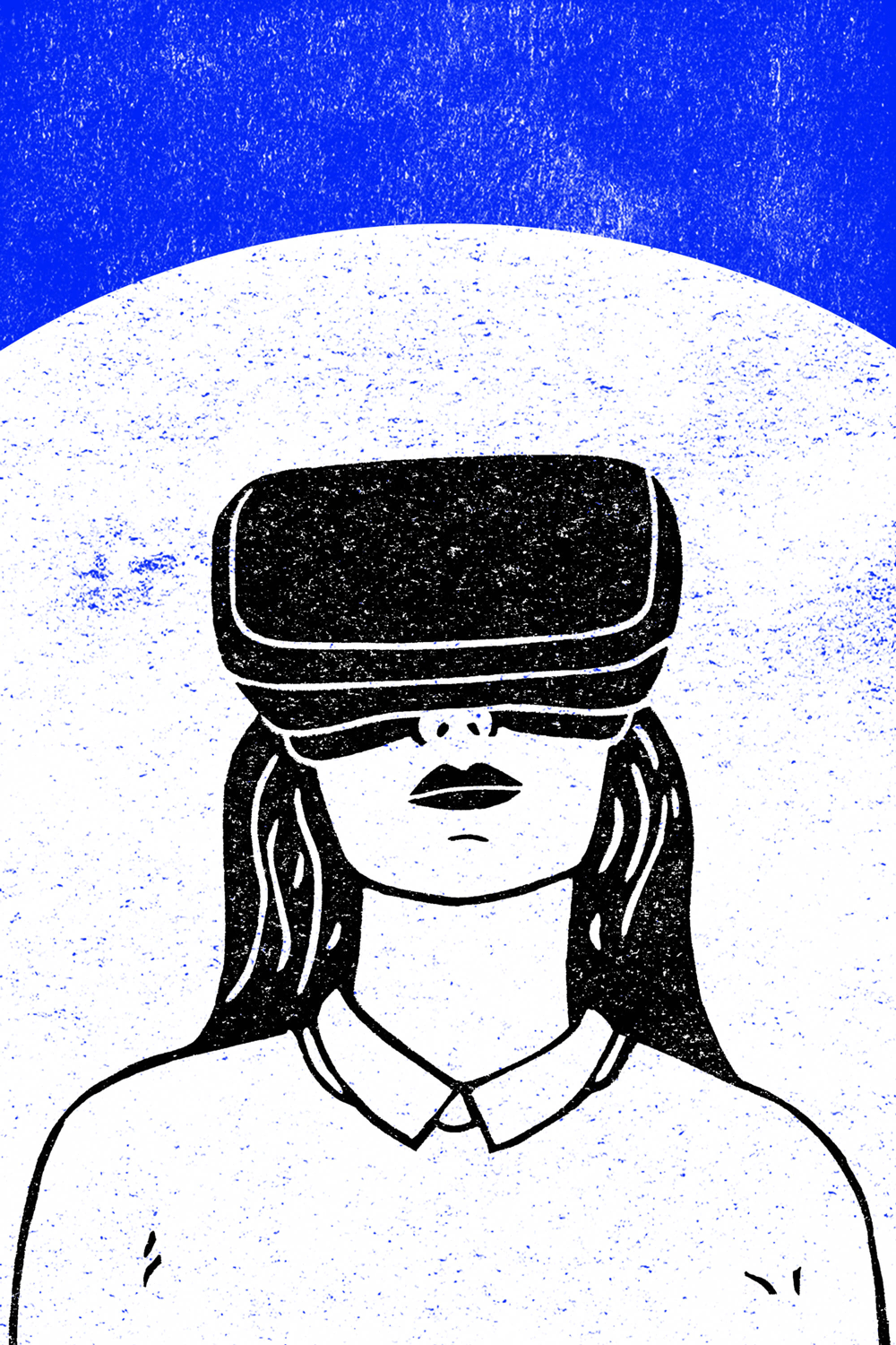 Illustration of woman wearing a virtual reality headset